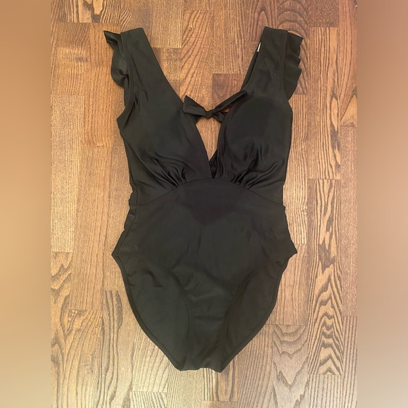 Marina West one-piece black ruffle sleeve swimsuit size S - Picture 4 of 8